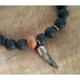 Black Lava Stone Bead Bracelet, Boho Jewelry